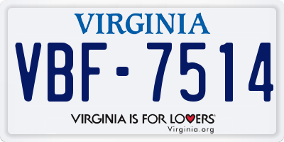 VA license plate VBF7514