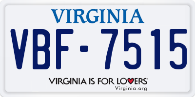 VA license plate VBF7515