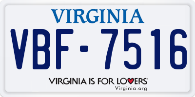 VA license plate VBF7516