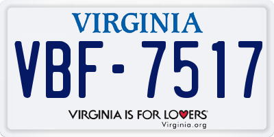 VA license plate VBF7517