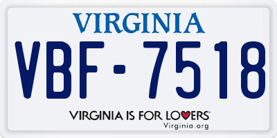 VA license plate VBF7518