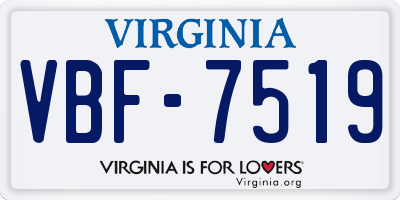 VA license plate VBF7519