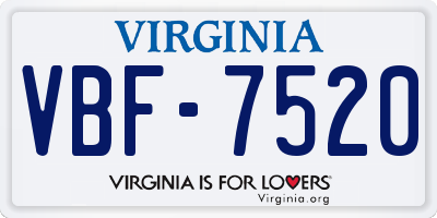 VA license plate VBF7520