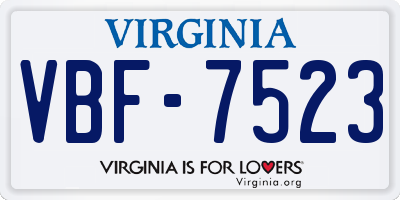 VA license plate VBF7523