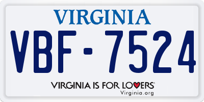 VA license plate VBF7524