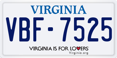 VA license plate VBF7525