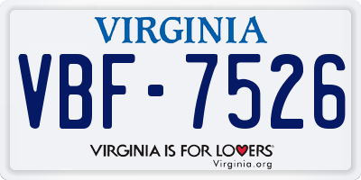 VA license plate VBF7526