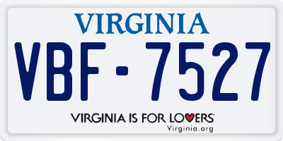 VA license plate VBF7527