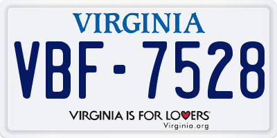 VA license plate VBF7528