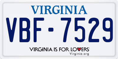 VA license plate VBF7529