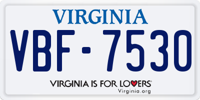 VA license plate VBF7530