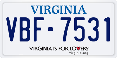 VA license plate VBF7531