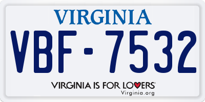 VA license plate VBF7532