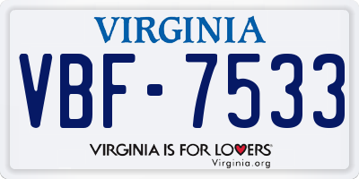 VA license plate VBF7533