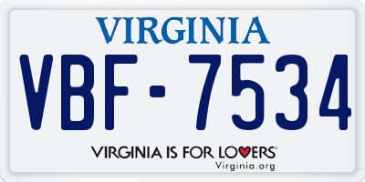 VA license plate VBF7534