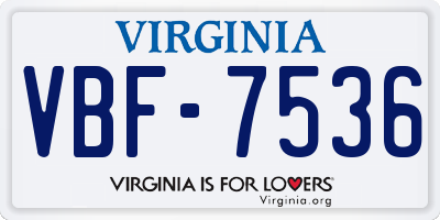VA license plate VBF7536