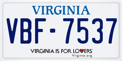 VA license plate VBF7537
