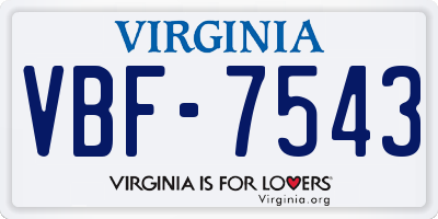 VA license plate VBF7543