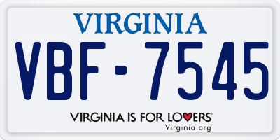 VA license plate VBF7545