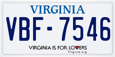 VA license plate VBF7546