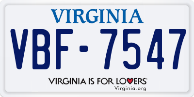 VA license plate VBF7547