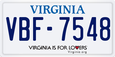 VA license plate VBF7548