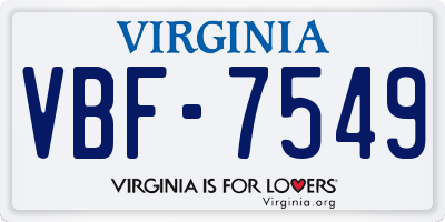 VA license plate VBF7549