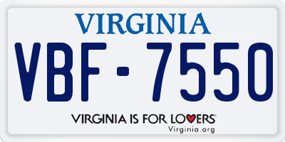 VA license plate VBF7550