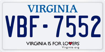 VA license plate VBF7552