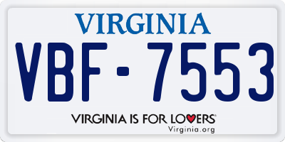VA license plate VBF7553