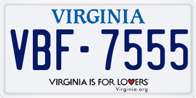 VA license plate VBF7555