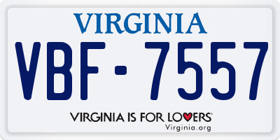 VA license plate VBF7557