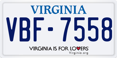 VA license plate VBF7558
