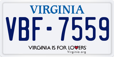 VA license plate VBF7559