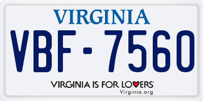 VA license plate VBF7560
