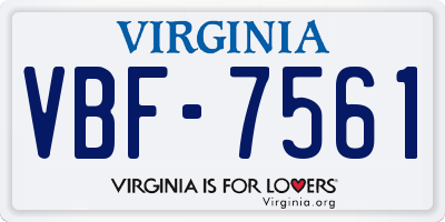 VA license plate VBF7561