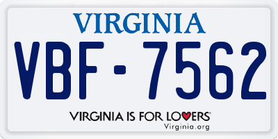 VA license plate VBF7562