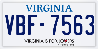 VA license plate VBF7563