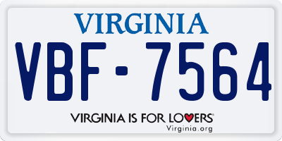 VA license plate VBF7564