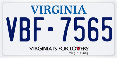 VA license plate VBF7565