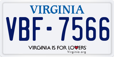 VA license plate VBF7566