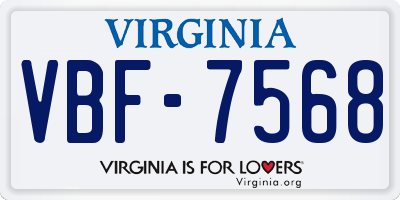 VA license plate VBF7568