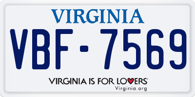 VA license plate VBF7569