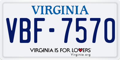 VA license plate VBF7570
