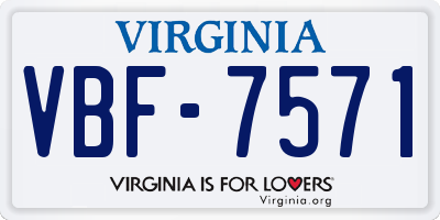 VA license plate VBF7571