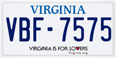 VA license plate VBF7575
