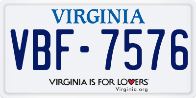 VA license plate VBF7576