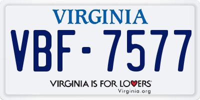VA license plate VBF7577