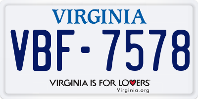 VA license plate VBF7578