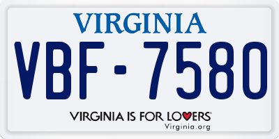 VA license plate VBF7580